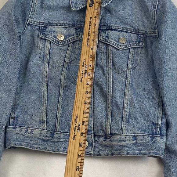 Zara Jean Jacket Youth Girls Small Blue Sherpa Lined Button Pockets Denim Casual - Picture 8 of 11